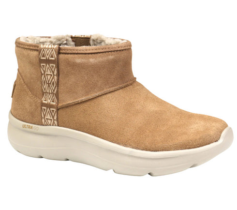 Ghete sport, femei, SKECHERS ON THE GO ENCORE FIRESIDE 144850-CSNT bej, piele intoarsa